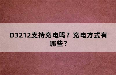 D3212支持充电吗？充电方式有哪些？