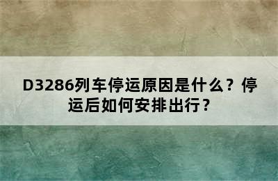 D3286列车停运原因是什么？停运后如何安排出行？