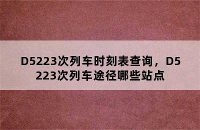 D5223次列车时刻表查询，D5223次列车途径哪些站点