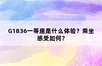G1836一等座是什么体验？乘坐感受如何？