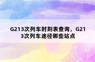 G213次列车时刻表查询，G213次列车途径哪些站点