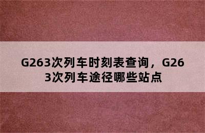 G263次列车时刻表查询，G263次列车途径哪些站点