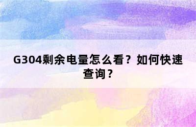 G304剩余电量怎么看？如何快速查询？