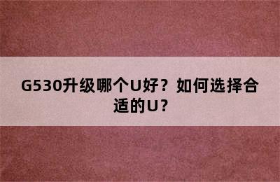 G530升级哪个U好？如何选择合适的U？