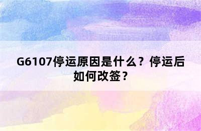 G6107停运原因是什么？停运后如何改签？