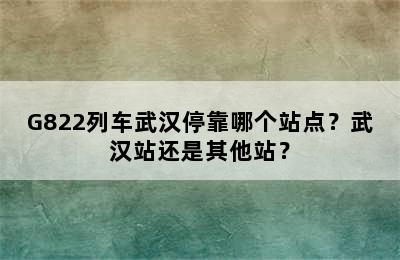 G822列车武汉停靠哪个站点？武汉站还是其他站？