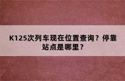 K125次列车现在位置查询？停靠站点是哪里？