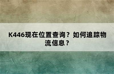 K446现在位置查询？如何追踪物流信息？