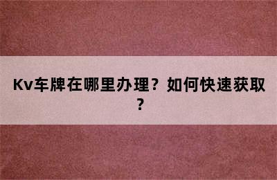 Kv车牌在哪里办理？如何快速获取？