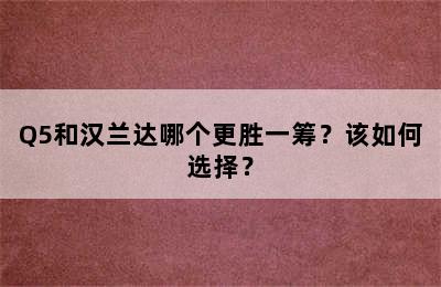 Q5和汉兰达哪个更胜一筹？该如何选择？