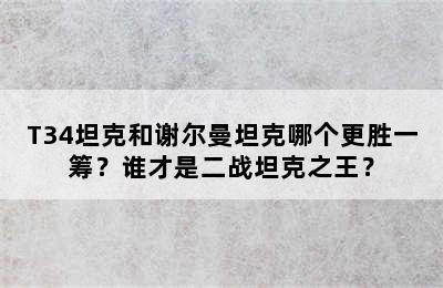 T34坦克和谢尔曼坦克哪个更胜一筹？谁才是二战坦克之王？