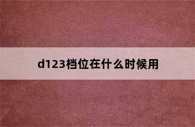 d123档位在什么时候用