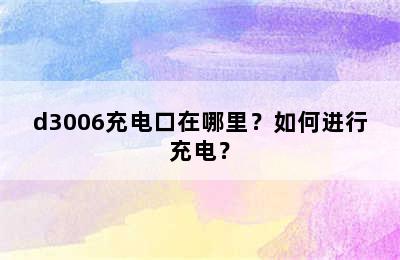 d3006充电口在哪里？如何进行充电？