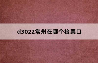 d3022常州在哪个检票口