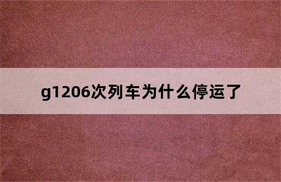 g1206次列车为什么停运了