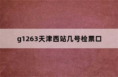 g1263天津西站几号检票口