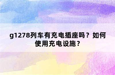 g1278列车有充电插座吗？如何使用充电设施？