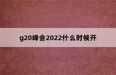 g20峰会2022什么时候开