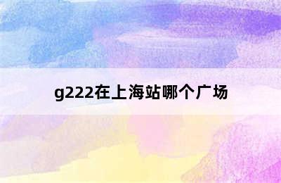 g222在上海站哪个广场