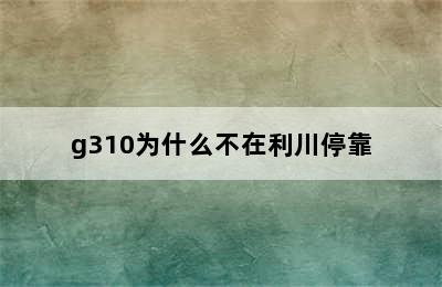 g310为什么不在利川停靠