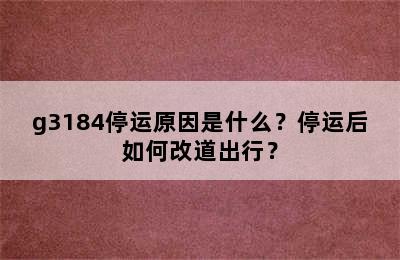 g3184停运原因是什么？停运后如何改道出行？