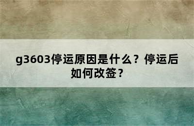 g3603停运原因是什么？停运后如何改签？