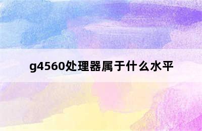 g4560处理器属于什么水平