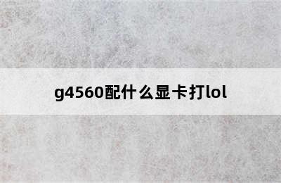 g4560配什么显卡打lol