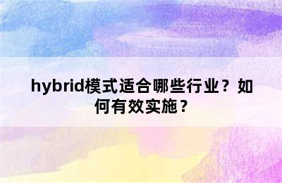 hybrid模式适合哪些行业？如何有效实施？