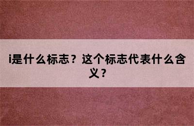 i是什么标志？这个标志代表什么含义？