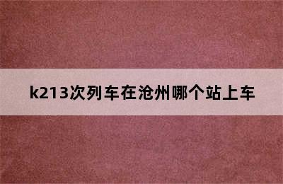 k213次列车在沧州哪个站上车