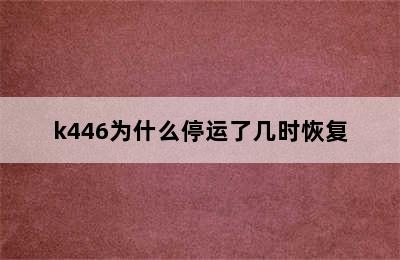 k446为什么停运了几时恢复