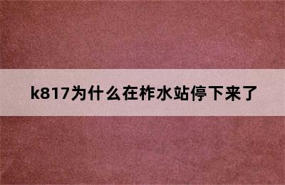 k817为什么在柞水站停下来了