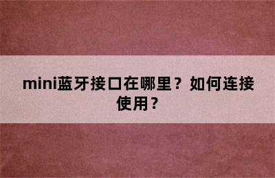 mini蓝牙接口在哪里？如何连接使用？