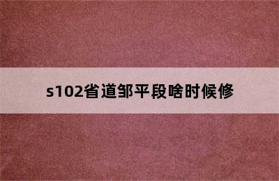 s102省道邹平段啥时候修