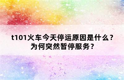 t101火车今天停运原因是什么？为何突然暂停服务？