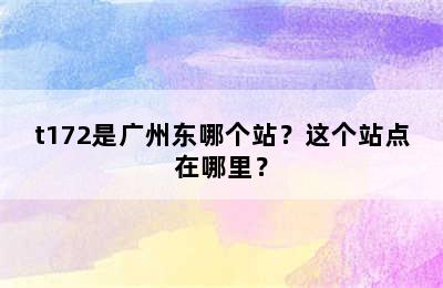 t172是广州东哪个站？这个站点在哪里？