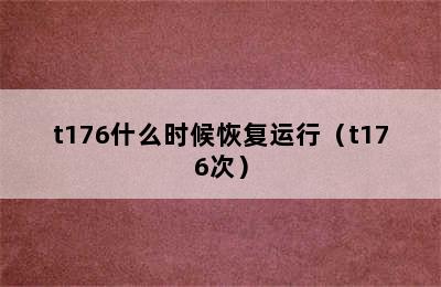 t176什么时候恢复运行（t176次）