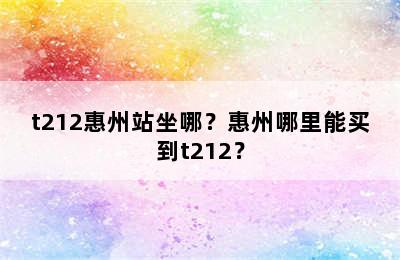 t212惠州站坐哪？惠州哪里能买到t212？