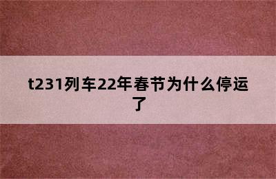 t231列车22年春节为什么停运了