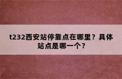 t232西安站停靠点在哪里？具体站点是哪一个？