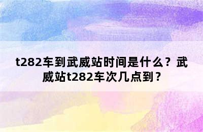 t282车到武威站时间是什么？武威站t282车次几点到？