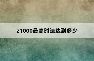 z1000最高时速达到多少