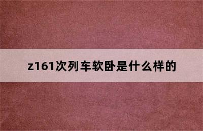 z161次列车软卧是什么样的