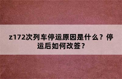 z172次列车停运原因是什么？停运后如何改签？