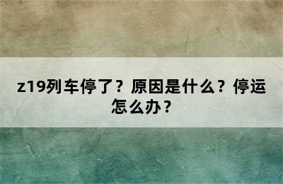 z19列车停了？原因是什么？停运怎么办？