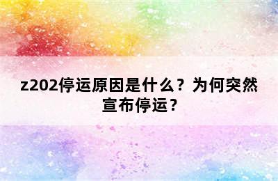 z202停运原因是什么？为何突然宣布停运？