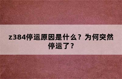 z384停运原因是什么？为何突然停运了？