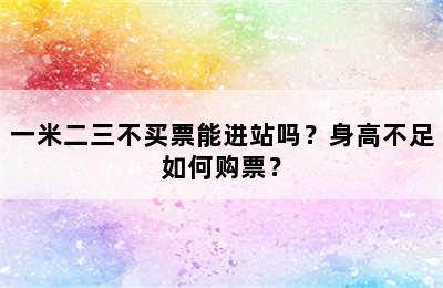 一米二三不买票能进站吗？身高不足如何购票？