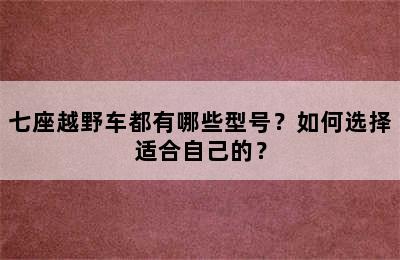 七座越野车都有哪些型号？如何选择适合自己的？